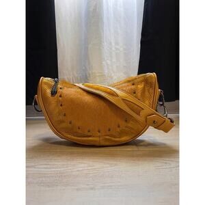 Y2K small Shoulder handbag: Bergé Gold/Mustard Vintage Pony Hair/Leather